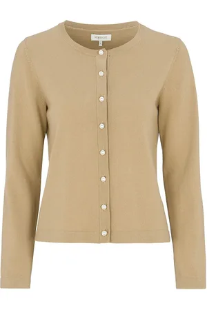 Newhouse Paris Pearl Cardigan Tops Knitwear Cardigans Beige