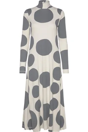 Marimekko Willa Klaava Knelang Kjole Cream