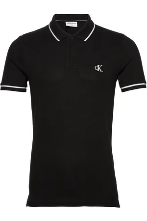 Calvin Klein Tipping Slim Polo Tops Polos Short-sleeved Black