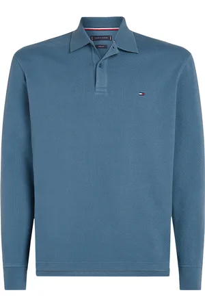 Tommy Hilfiger L/S Waffle Reg Polo Tops Polos Long-sleeved Blue