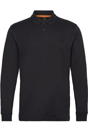 HUGO BOSS Pe_Interlock_Long Tops Polos Long-sleeved Black