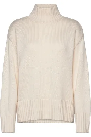 Object Objagnes Lo Ls H.neck Knit Pullover Noos Tops Knitwear Turtleneck Cream