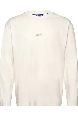 Hugo Blue Nichaboso Tops T-shirts Long-sleeved Cream