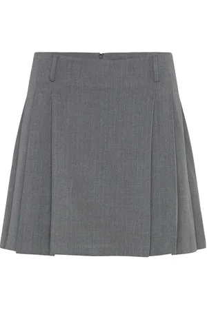 MANGO Pinstriped Pleated Skirt Skirts Short Skirts Grey