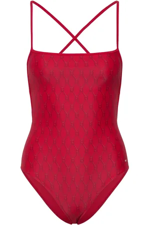 Tommy Hilfiger Straight Neck Piece Print Badedrakt Badetøy Red