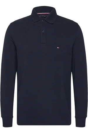 Tommy Hilfiger L/S Waffle Reg Polo Tops Polos Long-sleeved Navy