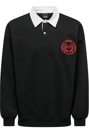 Only & Sons Onsdavid Rlx Rugby Polo 3105 Swt Tops Polos Long-sleeved Black
