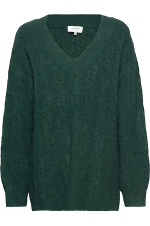 Rosemunde Cable Knit V-Neck Tops Knitwear Jumpers Green