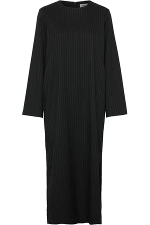 Object Objlisa Lo L/S Midi Dress Aop Div Maxikjole Festkjole Black