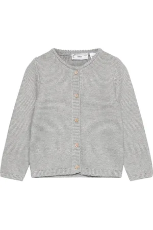MANGO Button Knit Cardigan Tops Knitwear Cardigans Grey