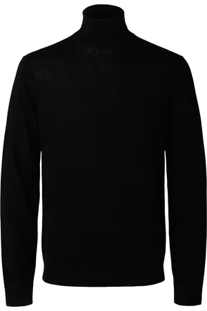 SELECTED Slhtray Ls Knit Merino Roll Neck Noos Tops Polos Long-sleeved Black