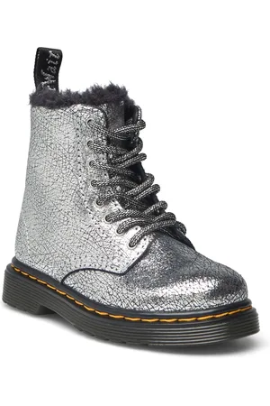 Dr. Martens 1460 Serena T Silver Distressed Foil Vinterstøvletter Pull On Silver