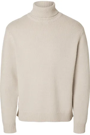 SELECTED Slhcody Ls Knit Relaxed Roll Neck Tops Knitwear Long Sleeve Knitted Polos Cream