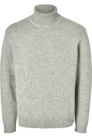 SELECTED Slhcody Ls Knit Relaxed Roll Neck Tops Knitwear Long Sleeve Knitted Polos Grey