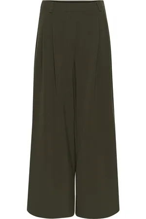 My Essential Wardrobe Hacemw Wide Pant Bottoms Trousers Wide Leg Green