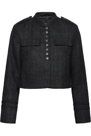 French Connection Felice Tweed Military Jacket Blazers Single Breasted Blazers Black