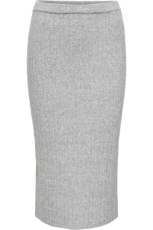 ONLY Onljeanett Life Midi Rib Skirt Cc Knt Skirts Knee-length & Midi Skirts Grey