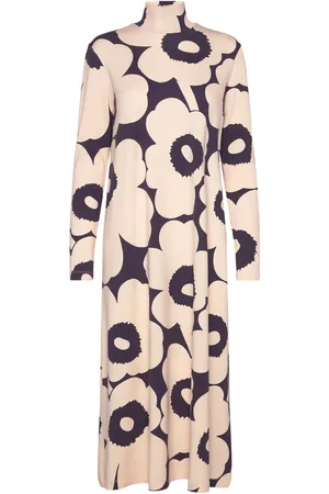 Marimekko Cavea Unikko Knelang Kjole Cream