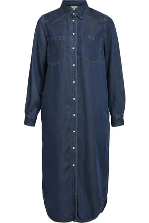 Object Objframa Dnm Lo L/S Shirt Dress Cc1 Aw Knelang Kjole Navy
