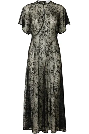 SELECTED Slfdaphne Ss Midi Lace Dress Knelang Kjole Black