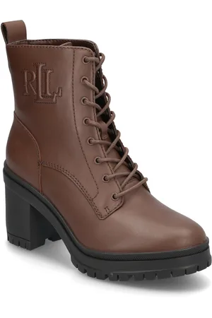 Ralph Lauren Cameron Burnished Leather Bootie Shoes Boots Ankle Boots Ankle Boots With Heel Brown