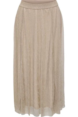 ONLY Olmtinga Shine Skirt Jrs Skirts Knee-length & Midi Skirts Beige
