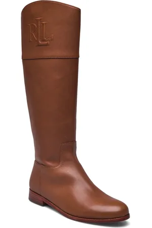 Ralph Lauren Justine Burnished Leather Riding Boot Høye Støvletter Brown