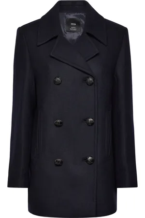 MANGO Structured Over Wool Coat Ulljakke Jakke Navy