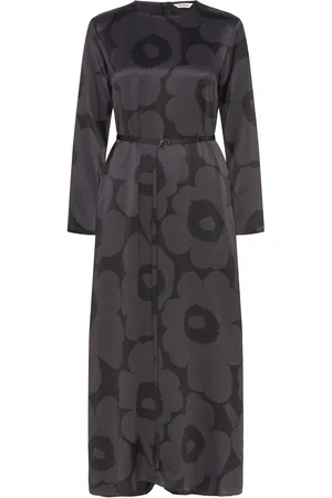 Marimekko Mennyt Unikko Knelang Kjole Black