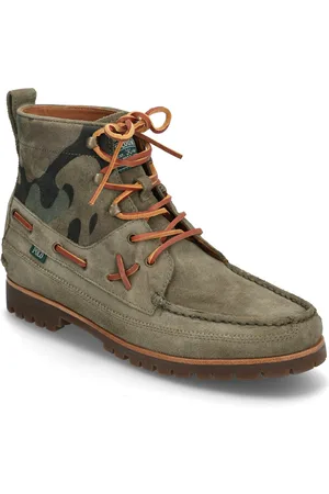 Ralph Lauren Ranger Mid Camo Suede Boot Støvletter Med Snøring Green