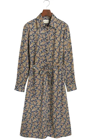 GANT Slim Paisley Shirt Dress Dresses Shirt Dresses Navy