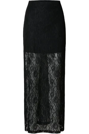 SELECTED Slfmista Hw Ankle Lace Skirt Skirts Knee-length & Midi Skirts Black