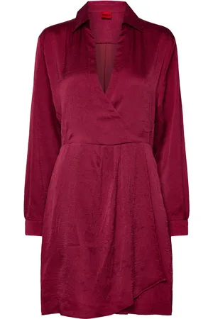 HUGO BOSS Kaminke-1 Kort Kjole Burgundy