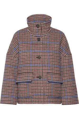 GANT Checked Cropped Wool Jacket Ulljakke Jakke Brown