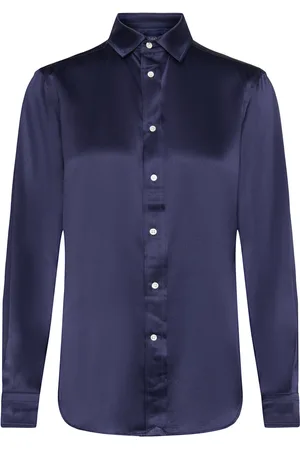 Ralph Lauren Classic Fit Silk Shirt Tops Shirts Long-sleeved Navy