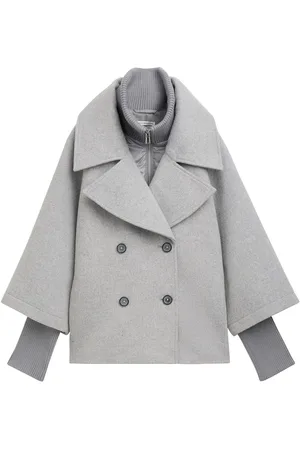 TOM TAILOR Padded Cape Jacket Ulljakke Jakke Grey