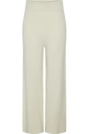 Y.A.S Fonny Hw Knit Pant S. Noos Bottoms Trousers Wide Leg Cream