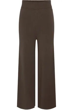 Y.A.S Fonny Hw Knit Pant S. Noos Bottoms Trousers Wide Leg Brown