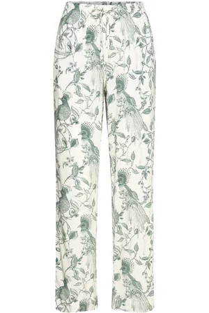 Hunkemöller Pant Cotton Floral Resort Pyjamasbukser Pysjbukser White