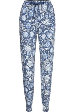 Hunkemöller Pant Jersey Folklore Blue Pyjamasbukser Pysjbukser Blue