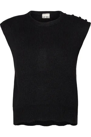 Ichi Ihpovoke Wa3 Vests Knitted Vests Black