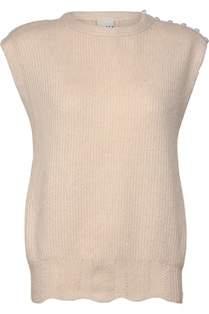 Ichi Ihpovoke Wa3 Vests Knitted Vests Cream