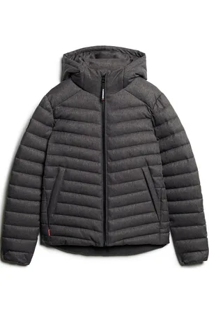 Superdry Hooded Tweed Fuji Padded Jkt Fôret Jakke Grey
