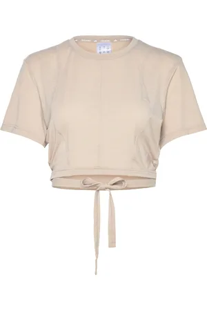 adidas Yga Tee Sport Sport Clothing Sports Tops & T-shirts Sport Crop Tops Sport Short-sleeved Crop Tops Beige