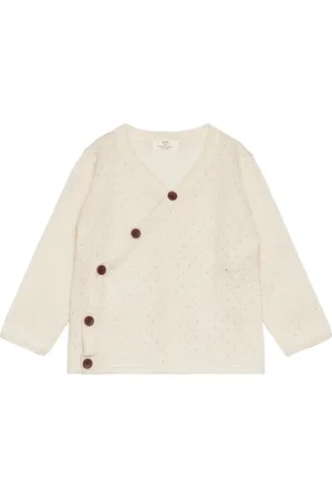 Copenhagen Colors Merino Crossover Cardigan W. Hole Pattern Tops Knitwear Cardigans Cream