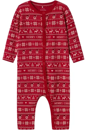 NAME IT Nbnvismas Ls Nightsuit Pyjamas Sie Jumpsuit Red
