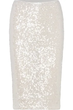 Monki Midi Sequin Skirt Skirts Knee-length & Midi Skirts Beige