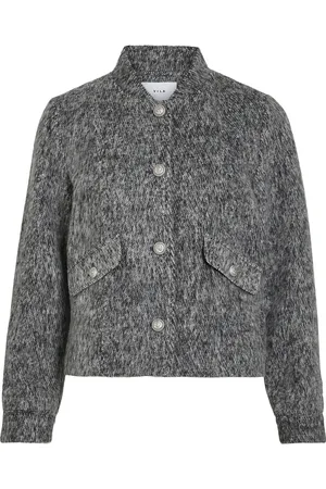 VILA Vichichi L/S Short Jacket/R Ulljakke Jakke Grey