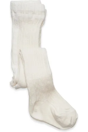 Geggamoja Cable Knitted Stockings Offwhite Tights White