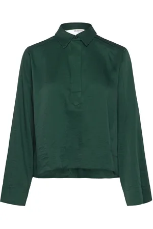 SELECTED Slfjean Ls Cropped Shirt B Tops Shirts Long-sleeved Green